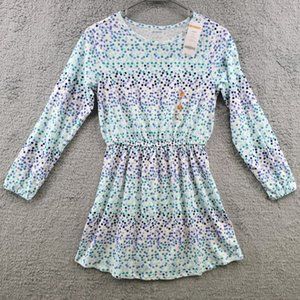 Gymboree Girls Blue Polka Dot Casual Spring Dress Long Sleeve Large 10-12